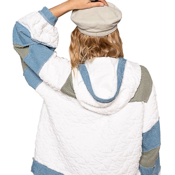 POL Never Leaving Quilted Jacket - Light Blue & White - Picture 2 of 6